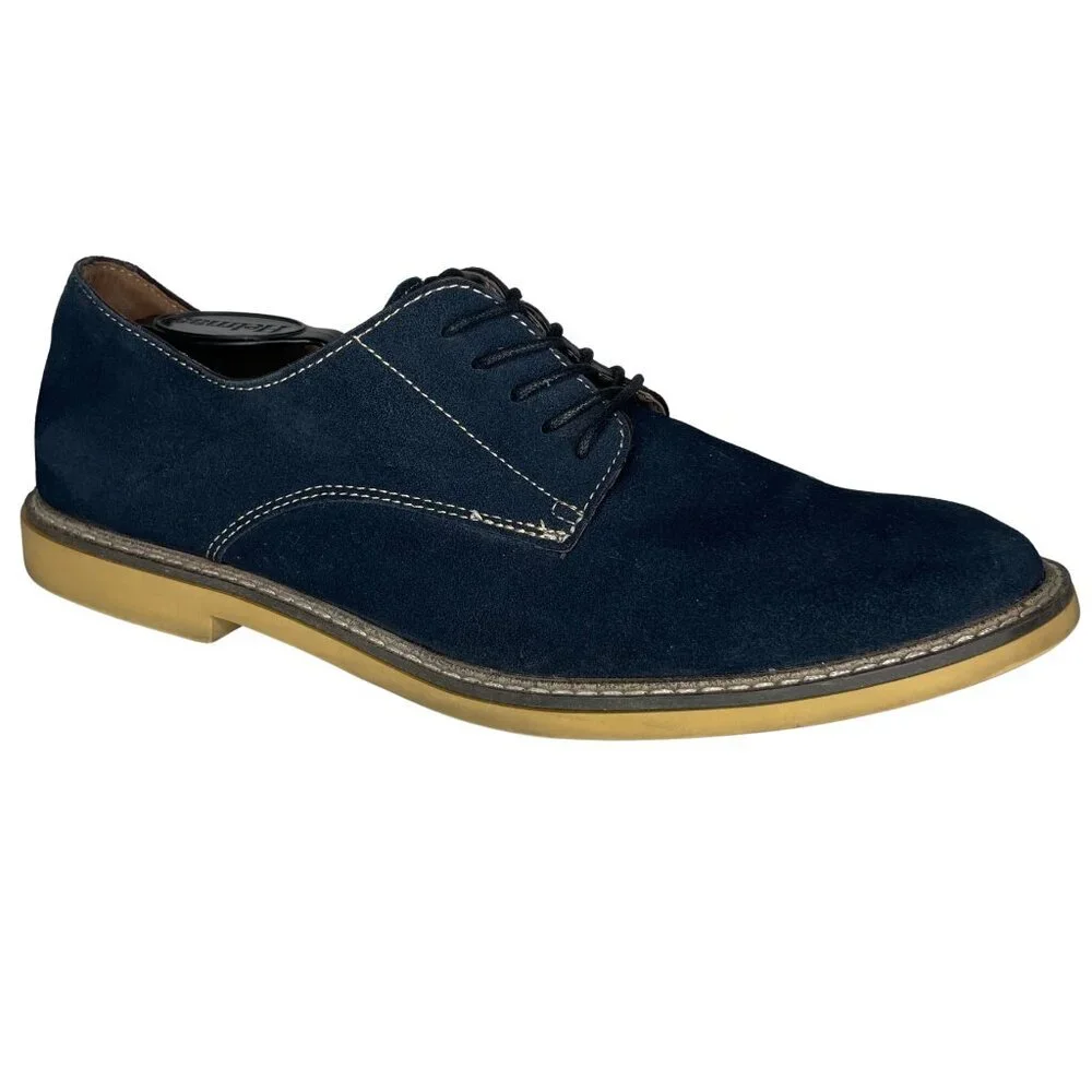 Banana Republic Navy Suede Derby Shoes Mens 12 Dark Academia Preppy Blue Oxford